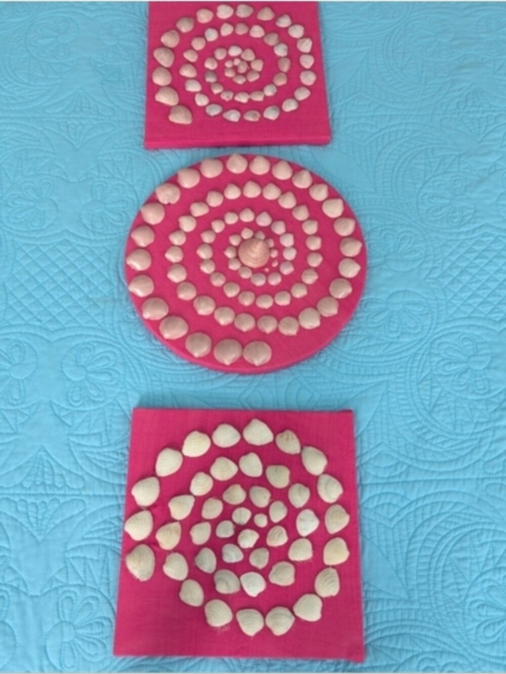 Handmade Pink SeaShell Wall Art Trio Girls Bedroom Wall Decor Beach Shell
